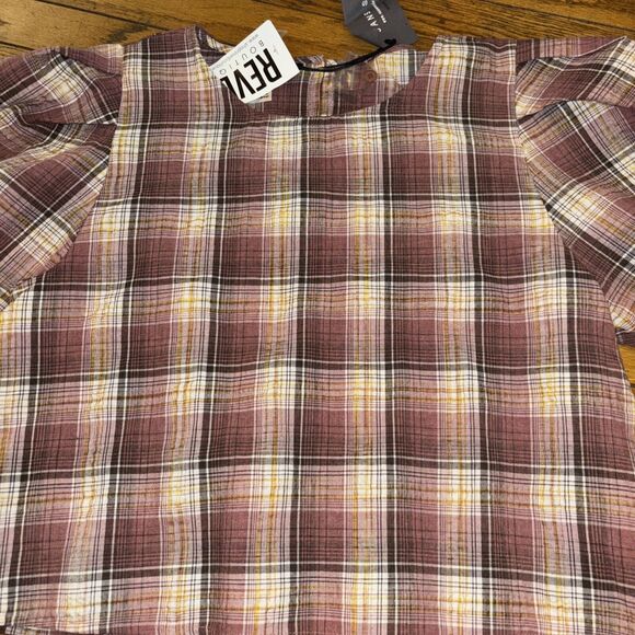NWT‎ Souci Shirt Womens Small Mauve Plaid Cropped 3/4Sleeve Boho. Very Cute - Picture 2 of 9